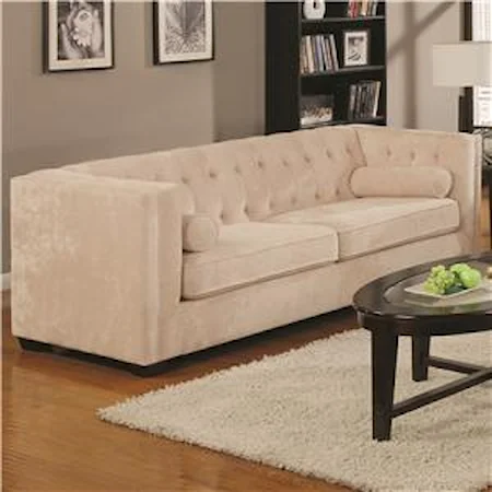 Transitional Chesterfield Sofa with Track Arms